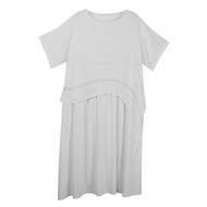 XITAO Patchwork Solid Color Loose Dress O-neck Short Sleeve A-line Pullover Slimming Temperament Sum