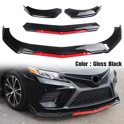 Red Front Bumper Lip Chin Spoiler PP Front Bumper Lip Sopiler Wing Body with Universal