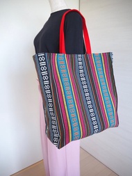 【日本製・手工】民族風帆布托特包　大容量　進口布料　大尺寸包