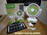 GDTIMES 9" Rechargeable Solar Fan #GD8023