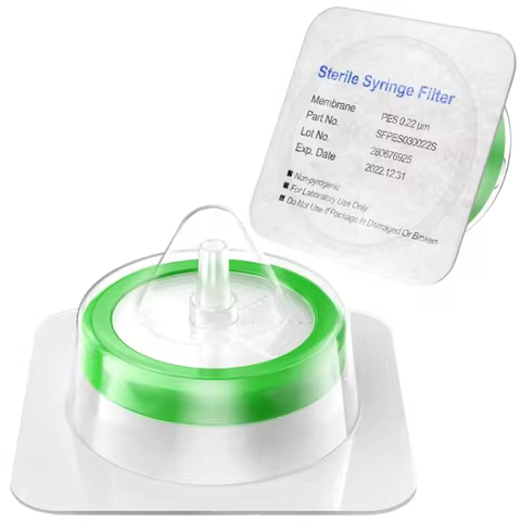 Sterile Syringe Filters,Double-Layer PES Membrane 0.22μm Pore Size,33mm Diameter, 0/100 Pcs Individu