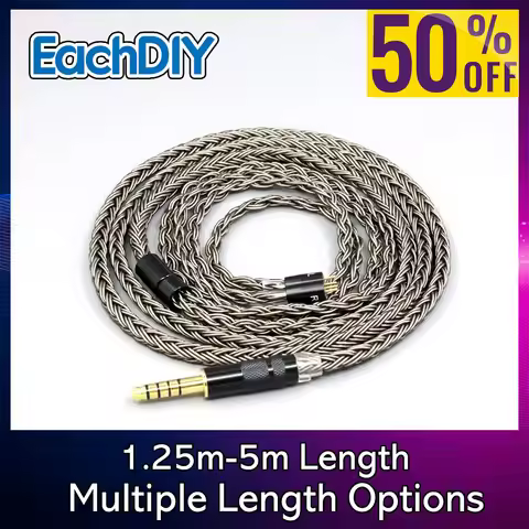 16 Core plated Silver Grey Earphone Cable For IEM 0.78mm Flat Step JH Audio JH16 Pro JH11 Pro 5 6 7 