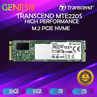 [ HIGH PERFORMANCE NVME ] TRANSCEND MTE220S PERFORMANCE 3D NAND SSD M.2 PCIE NVME (256GB/512GB/1TB/2TB) Internal SSD