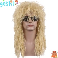 GESH1 70s 80s Rockstar Wig, Curvy Long Halloween Party Cosplay Wig, Punk Fluffy Mullet Wig