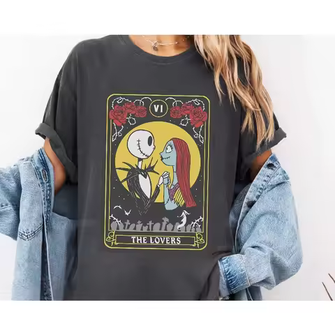 Disney The Nightmare Before Christmas Jack & Sally Tarot Lovers T-Shirt ,The Nightmare Before Christ