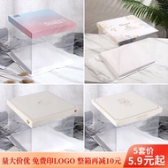 QM💎Birthday Cake Box4Inch6 8 10Inch Double-Layer Heightening Transparent Doll Square Baking Package 5Set WCNX