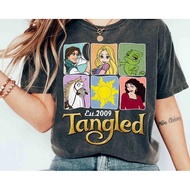 Tangled Tangled Tangled Rapunzel/Lettuce Princess Cartoon Pattern Printing Men 100% Cotton Round Nec