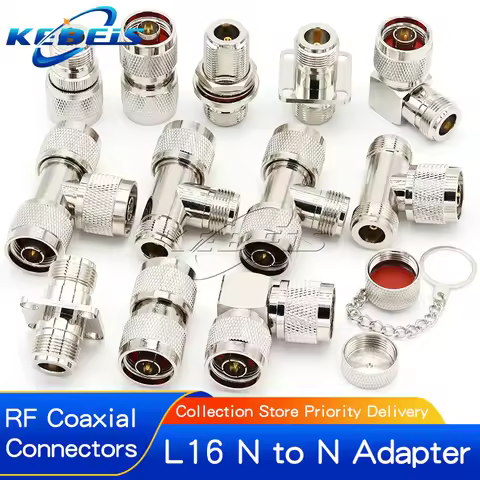 1Pcs N Type To N Connector L16 N To N Male Female 90Degree Right Angle Flange Tee Type 3Way Splitter
