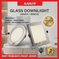Led Downlight 4inch 6inch 12w 18w Glass Downlight Round / Square aaronshop【2 Year Warranty】