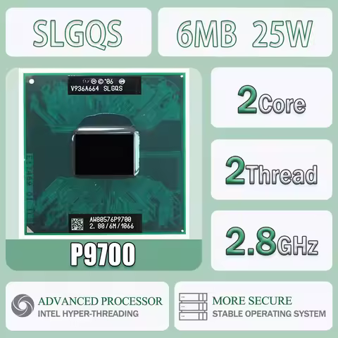 Intel Core P9700 2.8GHz Dual-Core Dual-Thread Computer CPU Processor Server 6M 25W Socket P9700 SLGQ