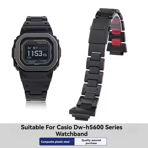 Replacement Lightweight Resin-Steel Hybrid Strap for Casio G-Shock Square DW-H5600MB, Waterproof Spo