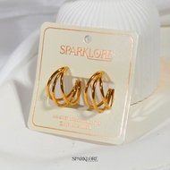 D3W Sparklore Wave Hoops Earrings 18k Gold Plated Titanium Waterproof - Titanium Wave Earrings