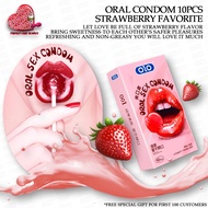 [ ORAL CONDOM 10 PCS ] Refreshing Strawberry Favorite Oral Sex Condom Edible Lubricant Condom Kondom