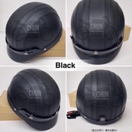 Helmet  ♫Clearance Stock Steng Kura Kura Half Leather Helmet Open Face Half Helmet Motor with Goggles (Same MHR III Design)▼
