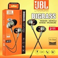 Handset / Headset / HF EarPods / HiFi Handsfree Earphone JBL J-11 ORIGINAL BY HARMAN FULL BASS+ SUPER MEGABIGBAS