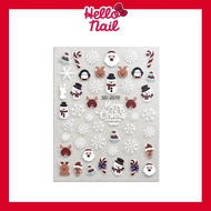 5D Christmas Nail Stickers Embossed Art Decorations