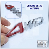 Metal Chrome 4WD Emblem Logo Toyota Car 3D Silver Chrome Plastic Badge 4x4 Off Road Sticker Hilux Ke