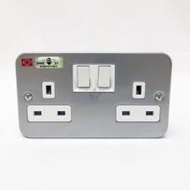 UMS 13A 2Gang Metal Clad Switch Socket (Silver)
