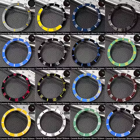 Sloping Tilt 38mm *30.6mm ceramic Bezel GMT and dive watch inserts for 40mm luxury ring case accesso
