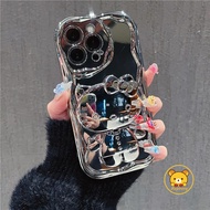Luxury Silver Phone Case For Realme GT2 GT Neo2 Neo3 7 5G V5 Q2 V13 V11 V11S Casing Cute Hello Kitty Makeup Mirror Phone Holder Softr Cases Covers