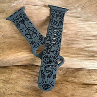 Black Magic Witch Theme Silicone Strap Comfortable Mystery Watch Strap iWatch All Series Universal 黑