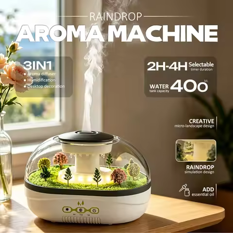 Christmas Style Aroma Essential Oil Diffuser, 400ml, 2H/4H Timer, Warm Light, Mini Air Humidifier, Q