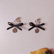 【日常輕手作】鏡面手繪小熊 夾式耳環丨量產型/地雷系/甜系