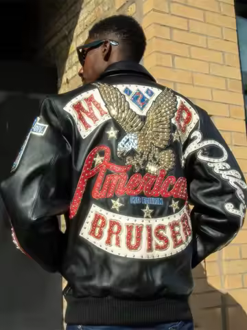 Pelle Pelle BRUISER Heavyweight Embroidered Eagle Hip Hop Trendy Jacket Autumn Winter New Style Leat