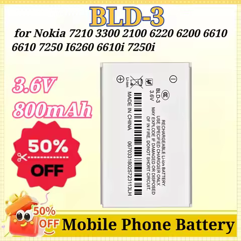 3.6V 800mAh BLD-3 BLD3 Battery for Nokia 7210 3300 2100 6220 6200 6610 6610 7250 I6260 6610i 7250i