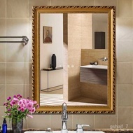ST-🚢European-Style Framed Paste Bathroom Mirror Makeup Makeup Toilet Toilet Mirror Wall Mirror Wall-Hanging Mirror I5BK