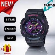 (2-year warranty) jam tangan perempuan 100% Original Baby G BA-110 Woman Resin watch strap Girl Ladi