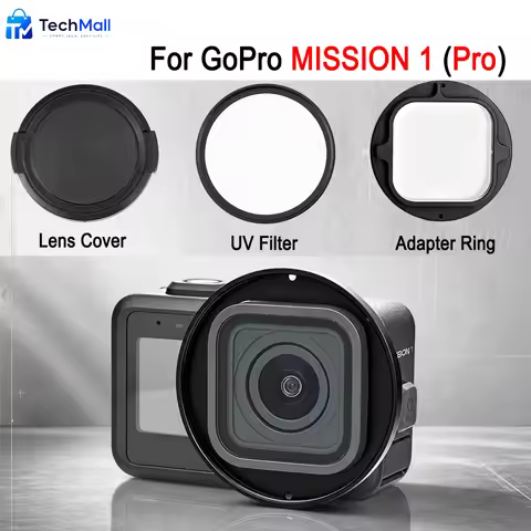 For GoPro MISSION 1 Pro Action Camera Lens UV Filter Set, UV Filter with 58mm Filter Adapter Ring Ac