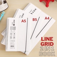A4 B5 A5 Transparent Plastic waterproof hardcover 2in1 Grid Line Notebook Planner Journal with elast