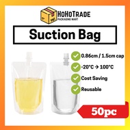 50pcs Transparent Suction Drink Bag Beg Minuman DIY Spout Pouch Suction Bag Drink Pouch Boba Tea Dri