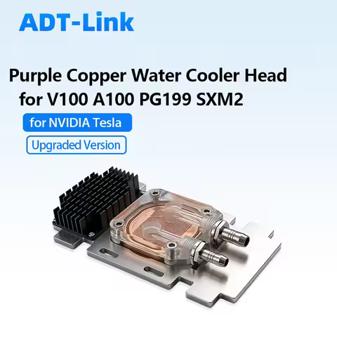 For NVIDIA Tesla V100 A100 PG199 SXM2 GPU Purple Copper +All Aluminum Water Cooled Head Cooling Bloc