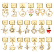 Italy Charms Stainless Steel Gold Pendant Module Bracelet Bracelet Accessories