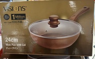 超值 Visions 深煎鍋連玻璃蓋24 cm  wok pan w/lid corelle 康寧