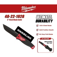 MILWAUKEE 48-22-1928 5" HARDLINE Fixed Blade Knife Include Sheath With Belt Clip AUS-8 Steel 4822192