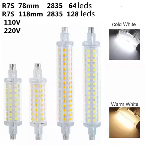 R7S LED Double Ended Aluminum Parts with Cover Halogen Light Household Lighting Bulbs R7S LED 118mm 