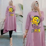 Priskila Cell YURIKA MIDI DRESS BC Bahan KAOS KATUN COMBED 24S APLIKASI SABLON Midi Dress Wanita Kek