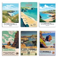 Cornwall England Vintage Travel Poster Metal Sign Custom Wall Decor Custom Garage Cornwall Tin Sign 