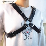 [Lightoverflow] Black Leather Bondage Male Costume Men Body Chest Harness Strap Belts  [SG]