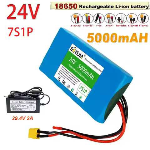 24V Lithium Ion Battery, 7S1P, 5000mAh, Suitable for Selling Condoms, Toys and Bicycles, with Built-