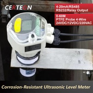 Ultrasonic Level Sensor RS485 0-10m PTFE Corrosion Resistant Probe Liquid Level Transmitter for Wate