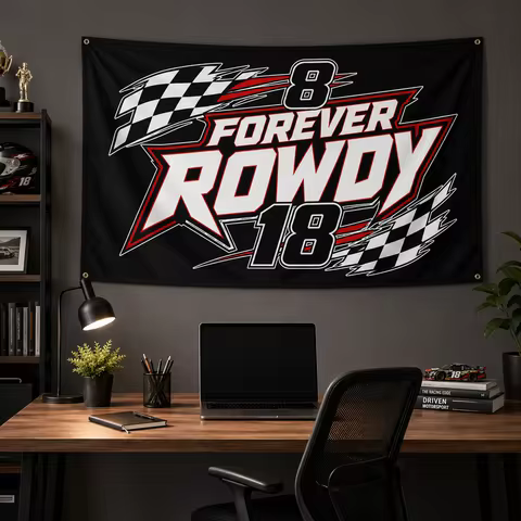 Kyle Busch Racing Flag 8 18 Forever Rowdy Indoor Wall Decor