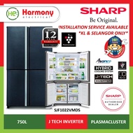 (FREE INSTALL KLANG VALLEY ONLY) SHARP SJF1022VMDS 750L 4 Doors Inverter Fridge Avance Refrigerator Plasmacluster Peti Sejuk 冰箱