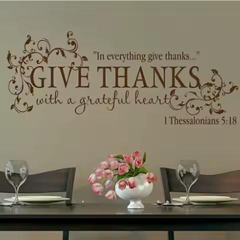 Bible verse thanks With a Grateful Heart Thanksgiving Wall Quote Vinyl Decal Stickers,z2057
