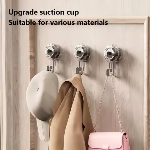 Fashion Powerful Suction Cup Hooks Vacuum Reusable Shower Hooks Heavy Duty Clothes Hook Traceless Cl