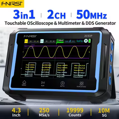 FNIRSI 2C53P Digital Handled Oscilloscope Multimeter Signal Generator 3 in 1 Touch Screen Portable 2