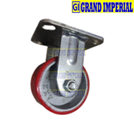 KOHL Mould On Polyurethane Caster on Cast Iron Wheel Roller Bearing RHPUFR-IR 4 Fixed screw not incl